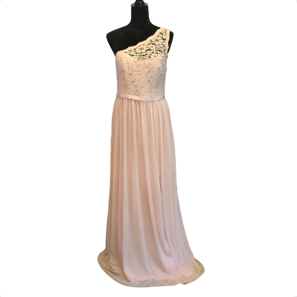 David’s Bridal One Shouldered Pink Gown size 10 - Picture 1 of 14